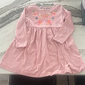 Mini Boden Light Pink Dress with Floral Accents, Size 5-6